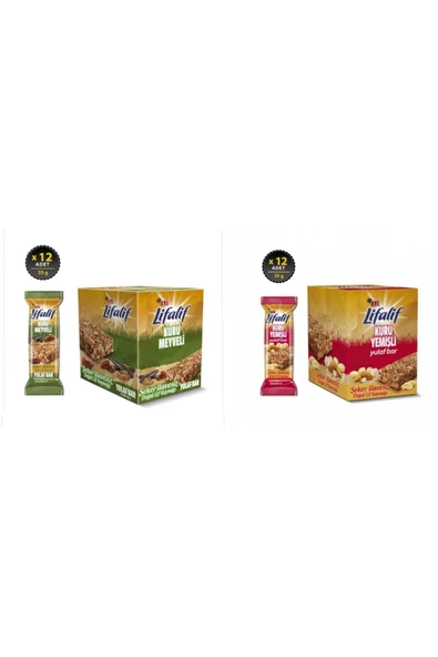 Eti Lifalif Kuru Meyveli 12 Ad. Ve Kuru Yemişli 12 Adet Yulaf Bar Set ürün görseli 1