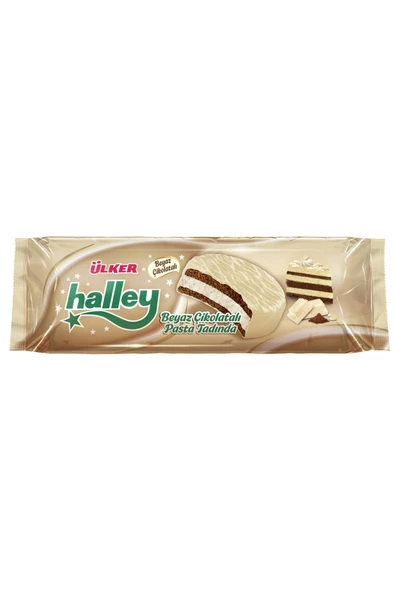 Ülker HALLEY BEYAZ ÇİKOLATA KAPLAMALI SANDVİÇ BİSKÜVİ ürün görseli 1