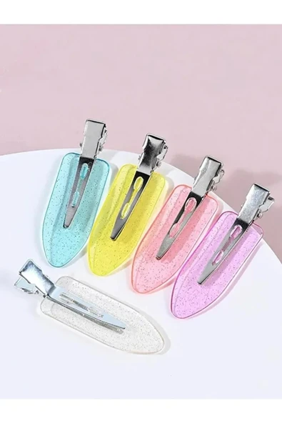 leo butik Kadın 5 Adet Renkli Iz Yapmayan Saç Klips Toka Seti Mavi Pembe Beyaz Mor Sarı Yeşil Kırmızı ürün görseli 1