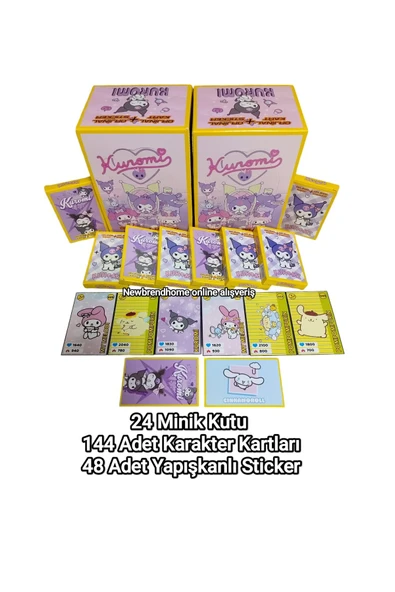 kuromi isa Market Kuromi Karakter Oyun Kartları Yeni Seri (24 Mini Kutu 144 Adet Kart 48 Adet Sticker) ürün görseli 1