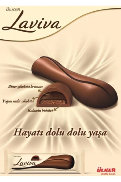 Ülker Kakaolu Bisküvi ve Yoğun Bitter Çikolata Dolgulu Sütlü Çikolata Kaplamalı Laviva 35 Gram x (24 Adet) ürün görseli 1