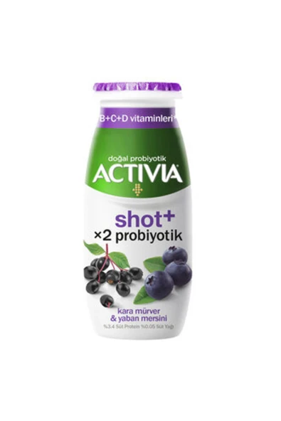 Activia Shot Kara Mürver Ve Yaban Mersinli 80 ml ( Çilekli 4 * 10 gram Hediye ) ürün görseli 1