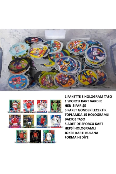 fresh in city Brawstars Hologramlı Balyoz Taso 5 paket Renkli Futbolcu Hologram Kart 5 Adet Supriz ürün görseli 1