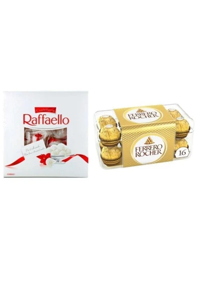 Ferrero Rocher Fındıklı Çikolata 200 Gr + Raffaello Hindistan Cevizi Kaplı Çikolata 15 li 240 Gr ürün görseli 1