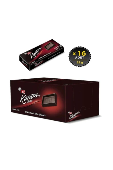MyClean Karam Napoliten Mini Kakaolu Bitter Çikolata 32 G X 16 Adet Yeni Ürün ürün görseli 1