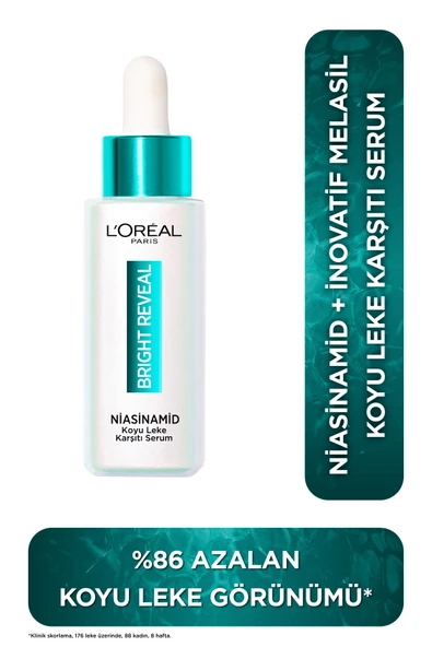 L'Oreal Paris Bright Reveal , Güneş, Yaşlanma Lekelerinde Etkili Koyu Leke Karşıtı Serum 10%Niasinamid 30ml ürün görseli 1