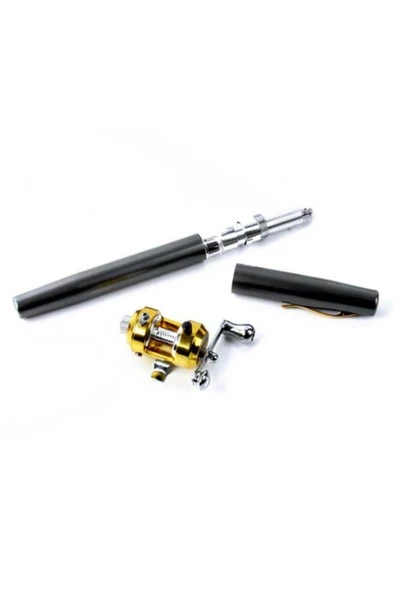 Profisher Süper Mini Cep Kalem Olta 23 cm Karbon/Alüminyum Kamp Seyahat Siyah ürün görseli 1