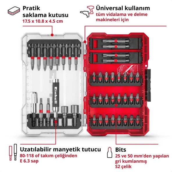 Einhell 49118953 M-Case 42 Parça Vidalama Ucu Seti - Resim 3
