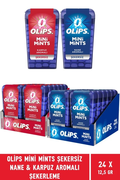 Olips Mini Mints Şekersiz Nane & Karpuz Aromalı Şekerleme 12,5 gr - 24 Adet ürün görseli 1