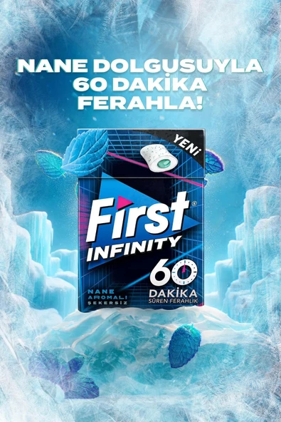 First Infinity 60 Dakika Nane Aromalı Şekersiz Draje Sakız - 12 Adet ürün görseli 1