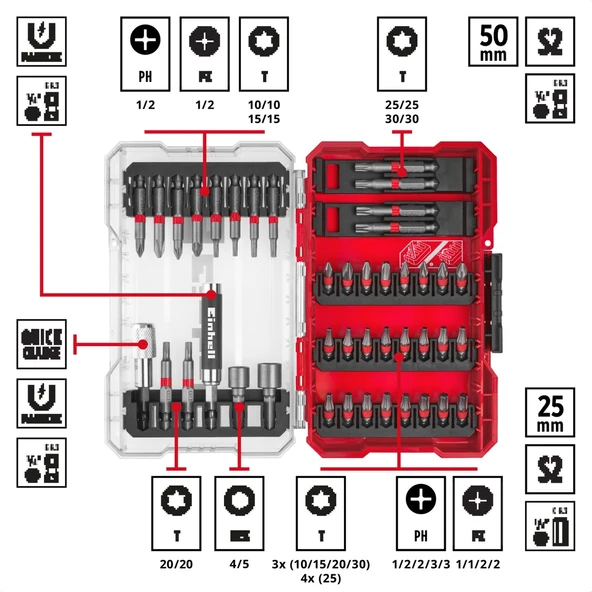 Einhell 49118953 M-Case 42 Parça Vidalama Ucu Seti - Resim 2
