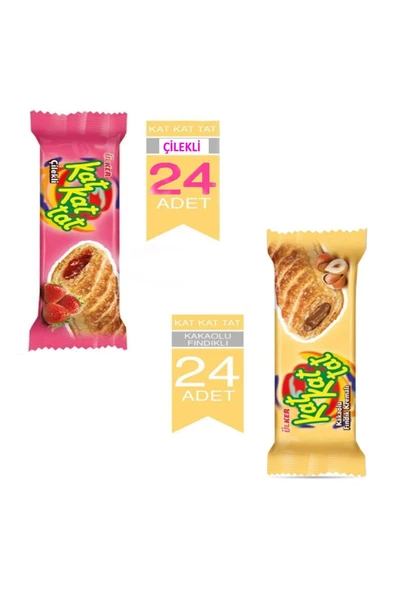 Ülker Kat Kat Tat Kakao 24 adet 25 Gr Kat Kat Tat Çilekli 24 adet 25 Gr ürün görseli 1