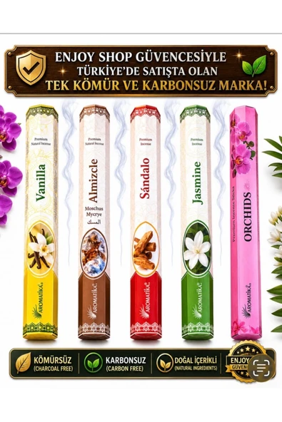 Flute Tütsü 6 Çeşit 120 Adet Tütsü Çubuğu Gül, Yasemin, Leylak, Lavanta, Manolya, Gardenya Ve Tütsülük ürün görseli 1