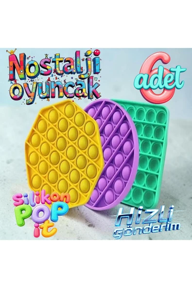 MyClean Özel Pop Duyusal Oyuncak Zihinsel Stres Gökkuşagı Pop It Anahtarlık Set 6 adet ürün görseli 1