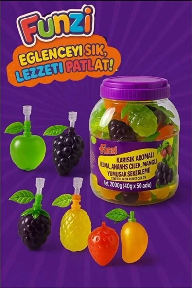 leo butik Funzi Karışık Meyve Aromalı Kaliteli Yenilebilir Jole Eğlenceyi Sık Lezzeti Patlat 20 Adet ürün görseli 1