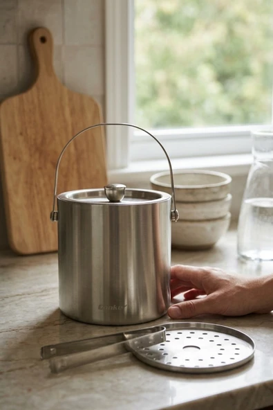 Cooket 2 Litre Çelik Buz Kovası YK1839 - Resim 2