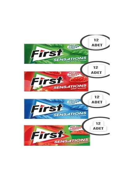 MyClean First Sensations Sakız Çeşitleri 1'er paket 12'li toplam 48 Adet ürün görseli 1
