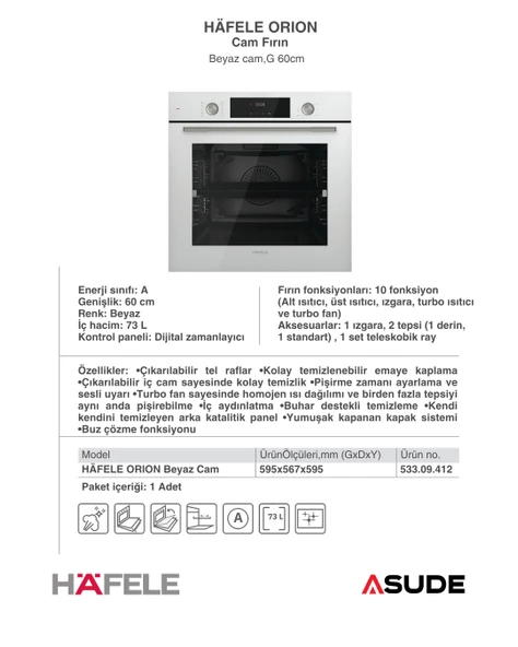 Hafele Orion Ankastre Fırın - Resim 3