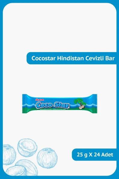 Ülker COCO STAR Hindistan Cevizli Sütlü Çikolata Kaplamalı Bar - 25 gram - 24 Adet ürün görseli 1