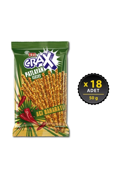 Eti Crax Patlayan Lezzet Acı Baharatlı Çubuk Kraker 50 g x 18 Adet ürün görseli 1