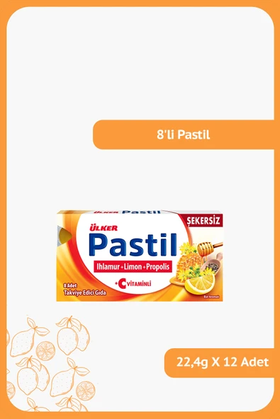 Ülker PASTİL 8'li - Ihlamur-Limon-Propolis - 22.4 gram - 12 Adet ürün görseli 1