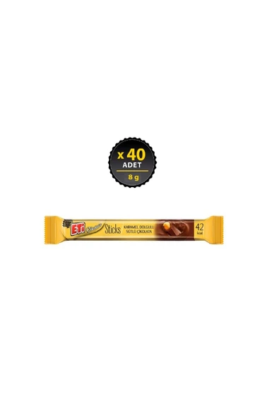 Eti Sticks Karamel Dolgulu Sütlü Çikolata 8 g x 40 Adet ürün görseli 1