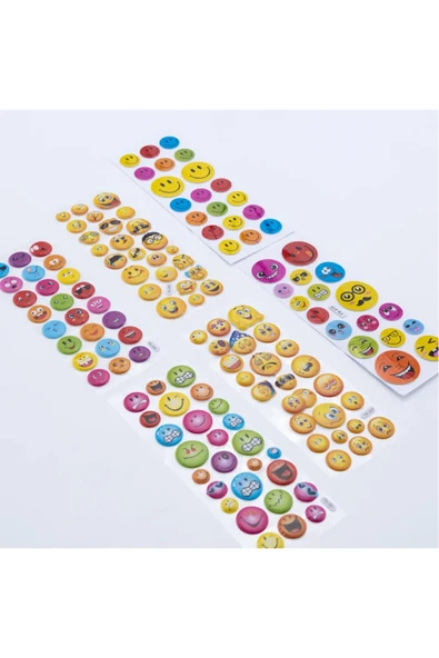 Pera Kabartmalı Renkli 3'lü Küçük Gülen Yüz Sticker 174 Adet ürün görseli 1