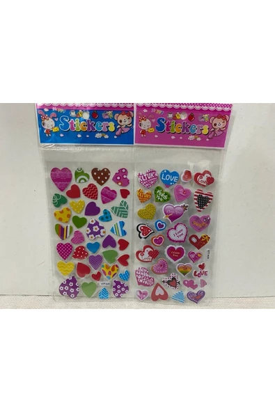 BONBON Kalpli Renkli 2'li Uzun Sticker Kabartmalı Pembe New ürün görseli 1