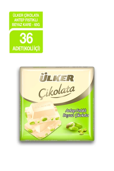 Ülker Beyaz Fıstıklı Kare Çikolata 65 gr 36'lı ürün görseli 1
