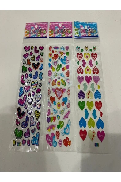 BONBON 3 Sayfa Kalp Kabartmalı Lüks Sticker ürün görseli 1