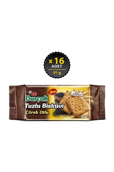Eti Burçak Çörek Otlu Tuzlu Bisküvi 91 g x 16 Adet ürün görseli 1