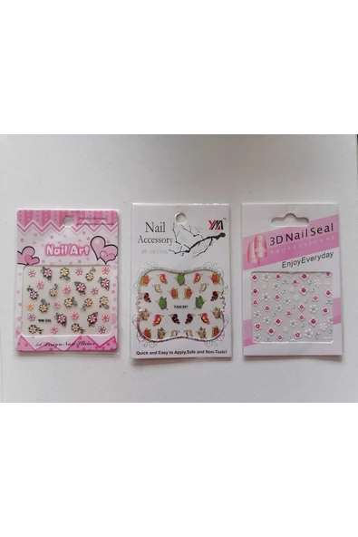 Airbrush Tattoo Tırnak Süsleme Sticker 3 Kartela Birden Model4 ürün görseli 1