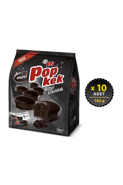 Eti Popkek Mini Bitter Çikolatalı Kek 162 g x 10 Adet ürün görseli 1