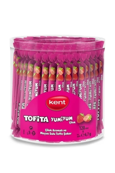 KENT Tofita Yumiyum Çilek Aromalı Yumuşak Şeker 6,7 gr 120 Adet Ktç928 ürün görseli 1