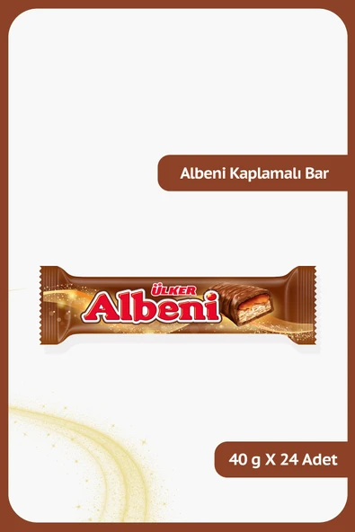 Ülker ALBENİ Sütlü Çikolata Kaplamalı Karamelli Bar - 40 gram - 24 Adet ürün görseli 1