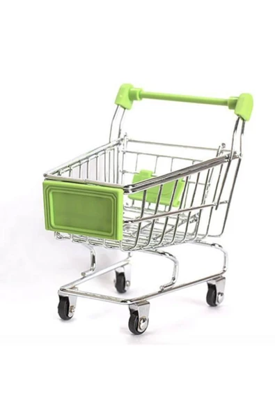 Mini Yeşil Sarı Kırmızı Mavi Alışveriş Sepeti Market Arabası 12*12 Cm ürün görseli 1