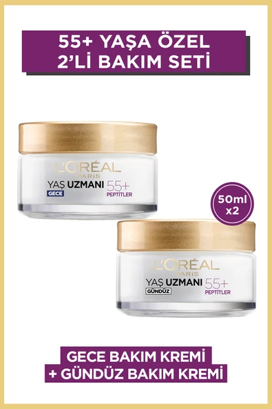 L'Oreal Paris Yaş Uzmanı 55+ Kırışıklık Karşıtı Yenileyici Gündüz & Gece Kremi Seti ürün görseli 1