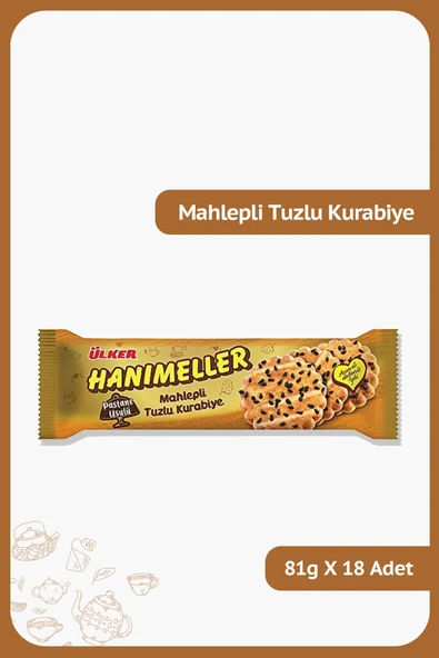 Ülker HANIMELLER Mahlepli Tuzlu Kurabiye - 81 gram - 18 Adet ürün görseli 1