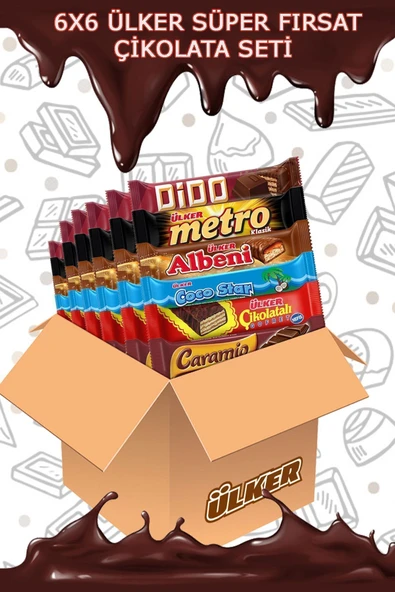 Ülker Set 36 Adet 6x Çikolatalı Gofret 6x Caramio 6x Cocostar 6x Dido 6x Metro 6x Albeni ürün görseli 1