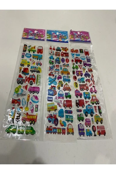 BONBON 3 Sayfa Araba Motorsiklet Kamyon Kabartmalı Lüks Sticker ürün görseli 1
