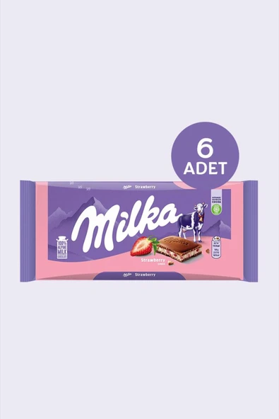 Milka Çilekli Yoğurtlu Tablet Çikolata 100 gr - 6 Adet ürün görseli 1