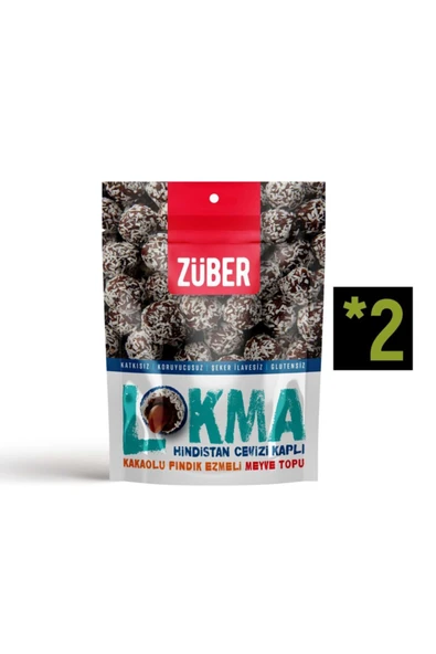 Zeyrek Gurme Züber Lokma Hindistan Cevizi Kaplı Kakaolu Fındık Ezmeli Meyve Topu 96g X 2 ürün görseli 1
