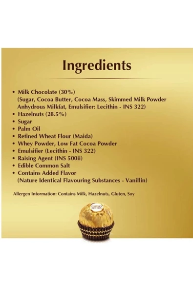 Ferrero Rocher 16'lı, 200 Gr ( Fındıklı Çokolat) - Resim 7