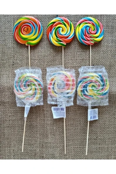 Tadiyus Sosyete Lolipop Şeker 20 Adet 22 gr ( /- 2 Gr) Rengarenk Karışık Meyve Aromalı Ahşap Saplı ürün görseli 1