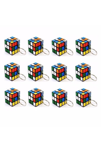 Bibizde 12 Adet Mini Rubik Zeka Küpü (sabır Küpü) 3x3 Anahtarlık ürün görseli 1