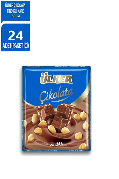 Ülker Fındıklı Kare Çikolata 60 Gr X 24 Adet ürün görseli 1