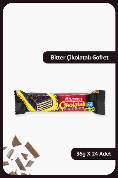 Ülker Çikolatalı Gofret Bitter - 36 gram - 24 Adet ürün görseli 1