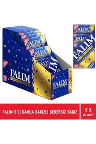 Falım Damla Sakız Aromalı Şekersiz Sakız Multipack (7G*5 Adet) *20 Adet ürün görseli 1