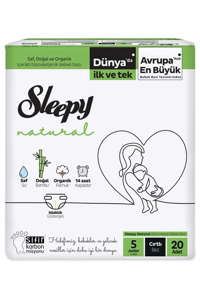 Sleepy Cocuk Bezı Natural Junıor Cırtlı 20 Lı No: 5 (11-18 Kg) ürün görseli 1