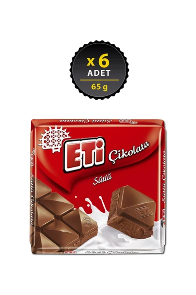 Eti Çikolata Sütlü Kare 65 g x 6 Adet ürün görseli 1
